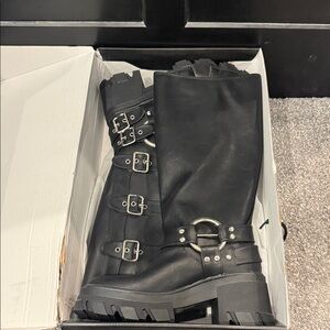 Fashion Nova Black Multi-Buckle Combat Boots New never worn